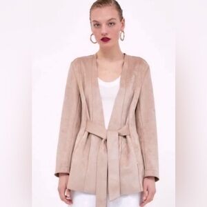 ZARA Faux Suede Belted Jacket M Worn 1x!